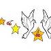 A sketch/idea for a lower back design.  The design consists of two doves, stars and cherries..