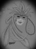 black and grey mardi gras mask and feathers..