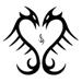  symetrical, heart, serpent, tribal design..