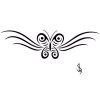 Tribal butterfly design with tribal swirls on either side..