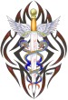 Tribal with medical symbol, caduceus with wings..