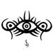 Tribal design of an eye.  Intended to be placed on the lower back..