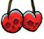 2 red cherries with a faint skull design in the actual cherries themselves...